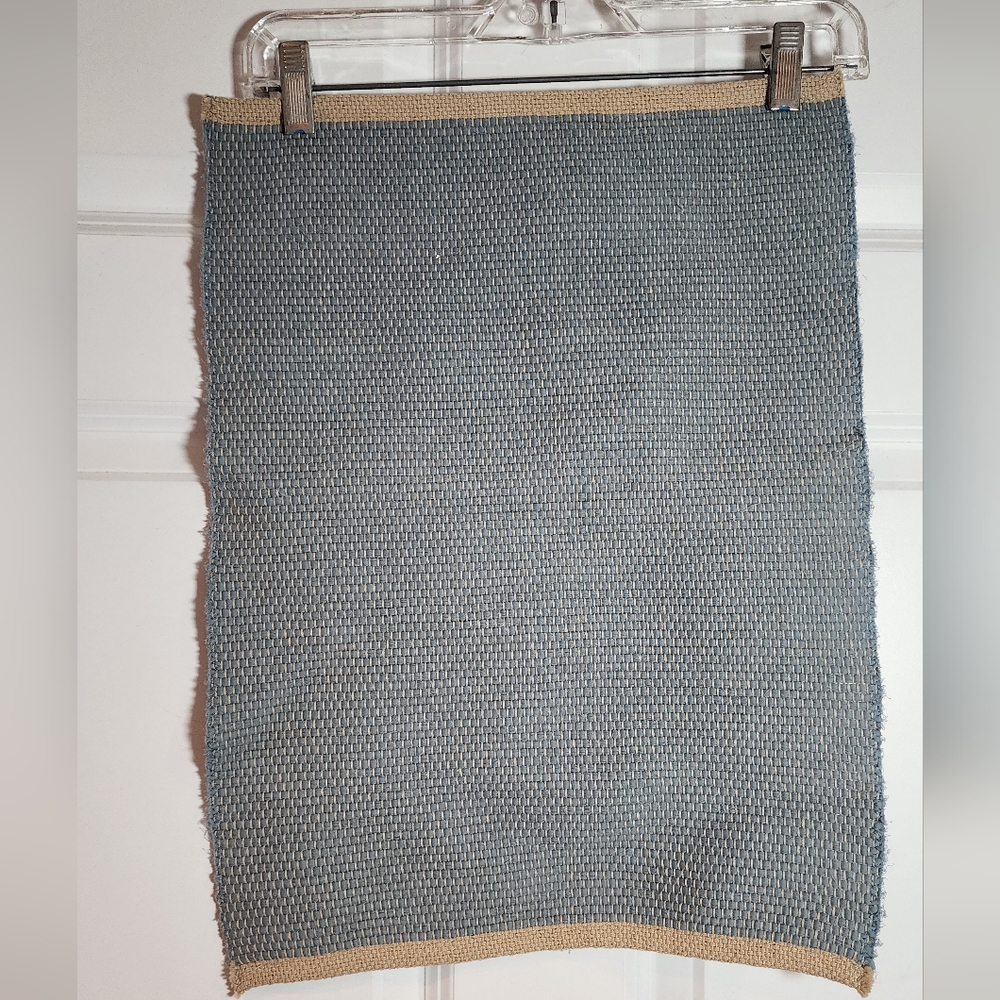 Crate And Barrel Blue And Tan Cotton Set Of 4 Placemats